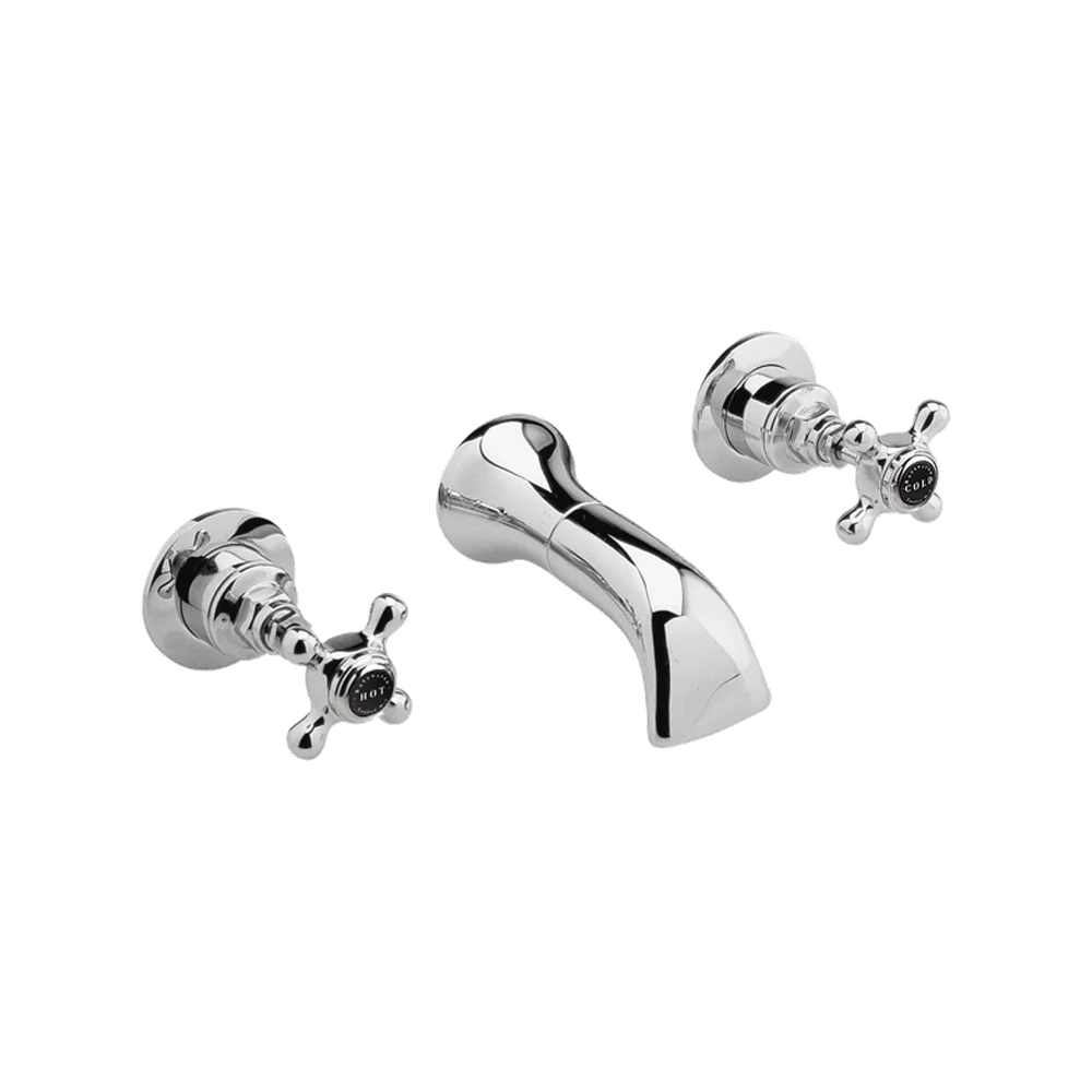 Bayswater Black And Chrome Wall Mounted Basin Mixer Tap