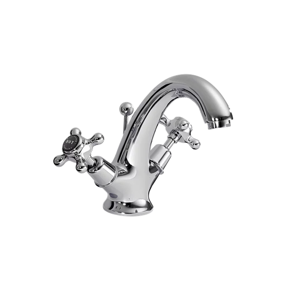 Bayswater Monobloc Dome Basin Mixer Taps - Black/Chrome