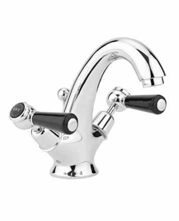 Bayswater Lever Dome Basin Mixer Taps - Black/Chrome