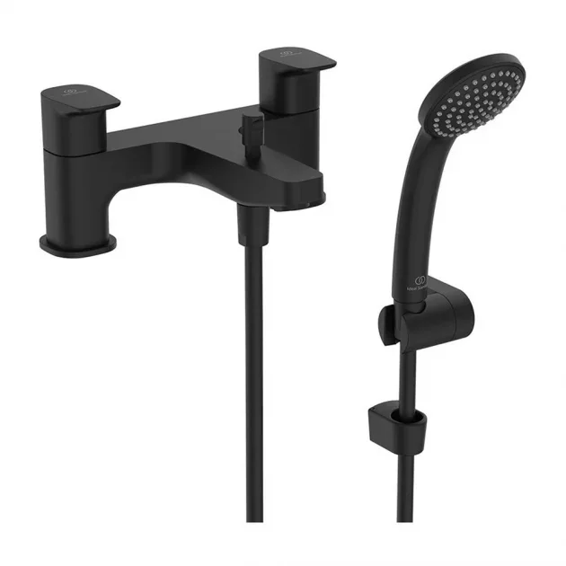 Ideal Standard Ceraplan Silk Black Dual Control Bath Shower Mixer With Shower Set