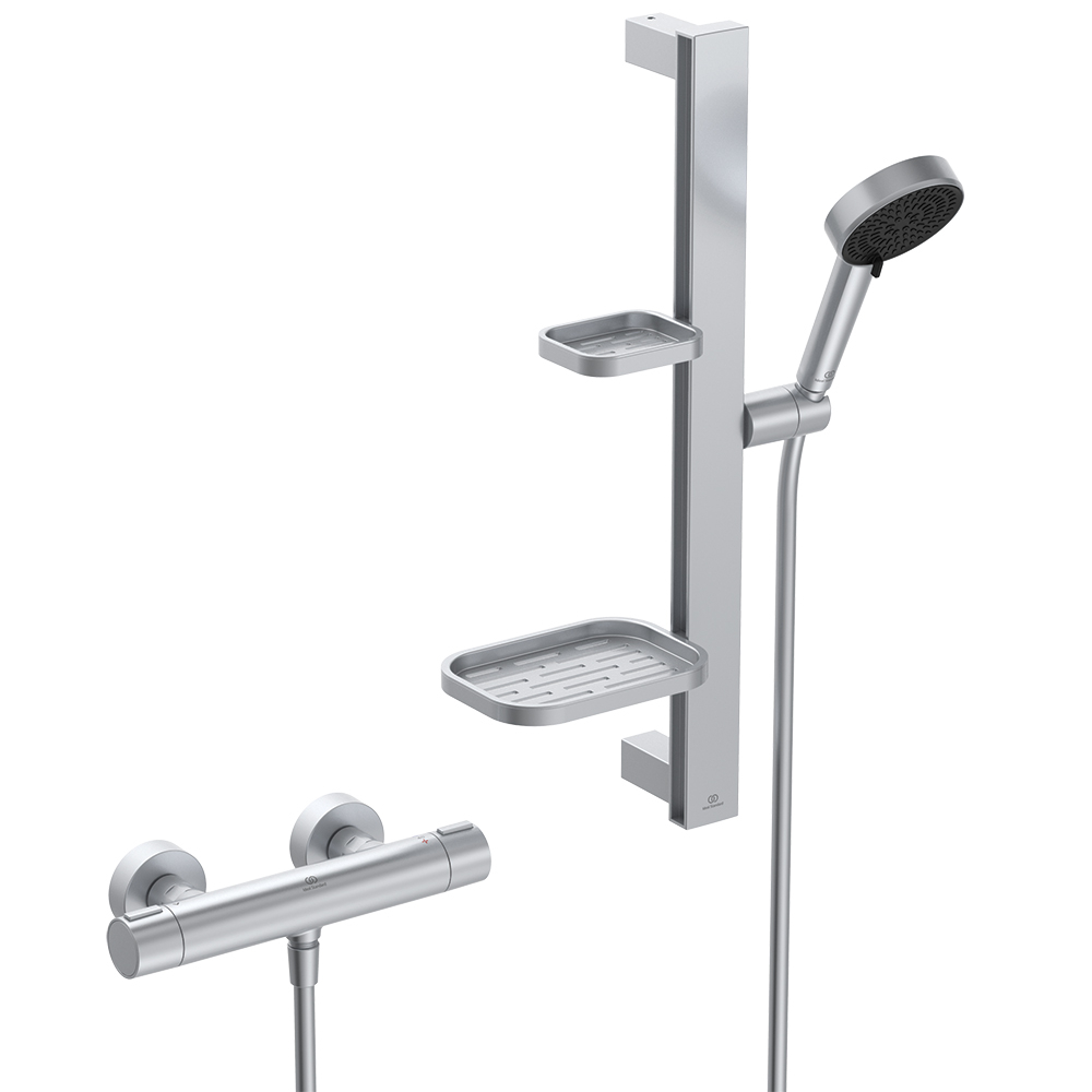 Ideal Standard Ceratherm ALU+ Silver Exposed Shower Mixer Bundle