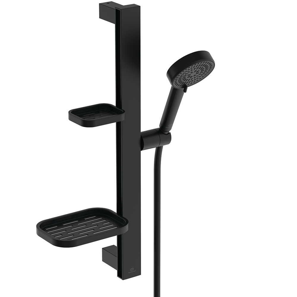 Ideal Standard Idealrain ALU+ Eco Shower Kit with 2-Function Handset, Rail and 1.75m Hose - Silk Black