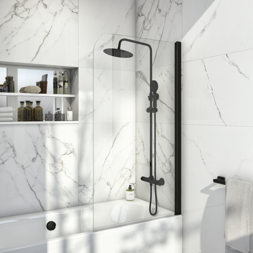 Scudo S6 Radius Corner Black Frame Bath Shower Screen