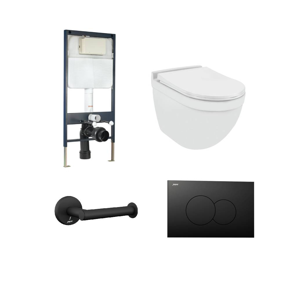 Jaquar Solo Wall Hung Toilet Bundle With Black Matt Fittings