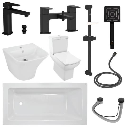 Kubix Full Bathroom Suite By Jaquar In Black Matt WIth 1700MM Bath