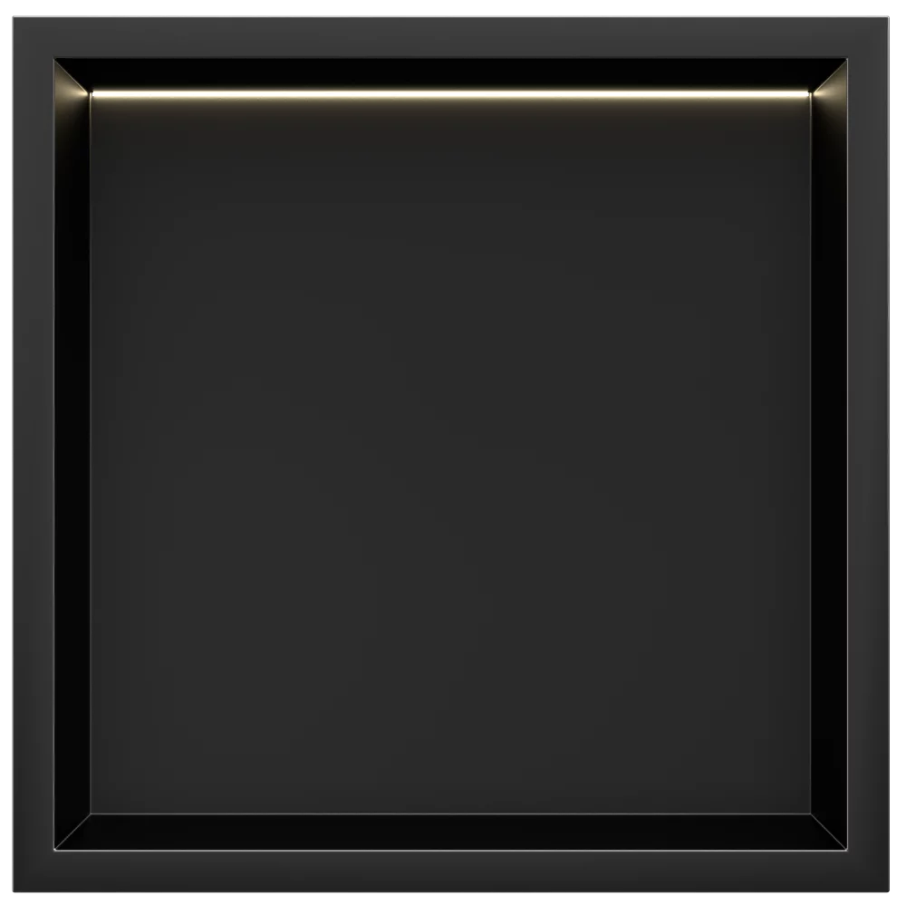 Stellniche Matt Black 300 x 300 Wall Niche With LED Light