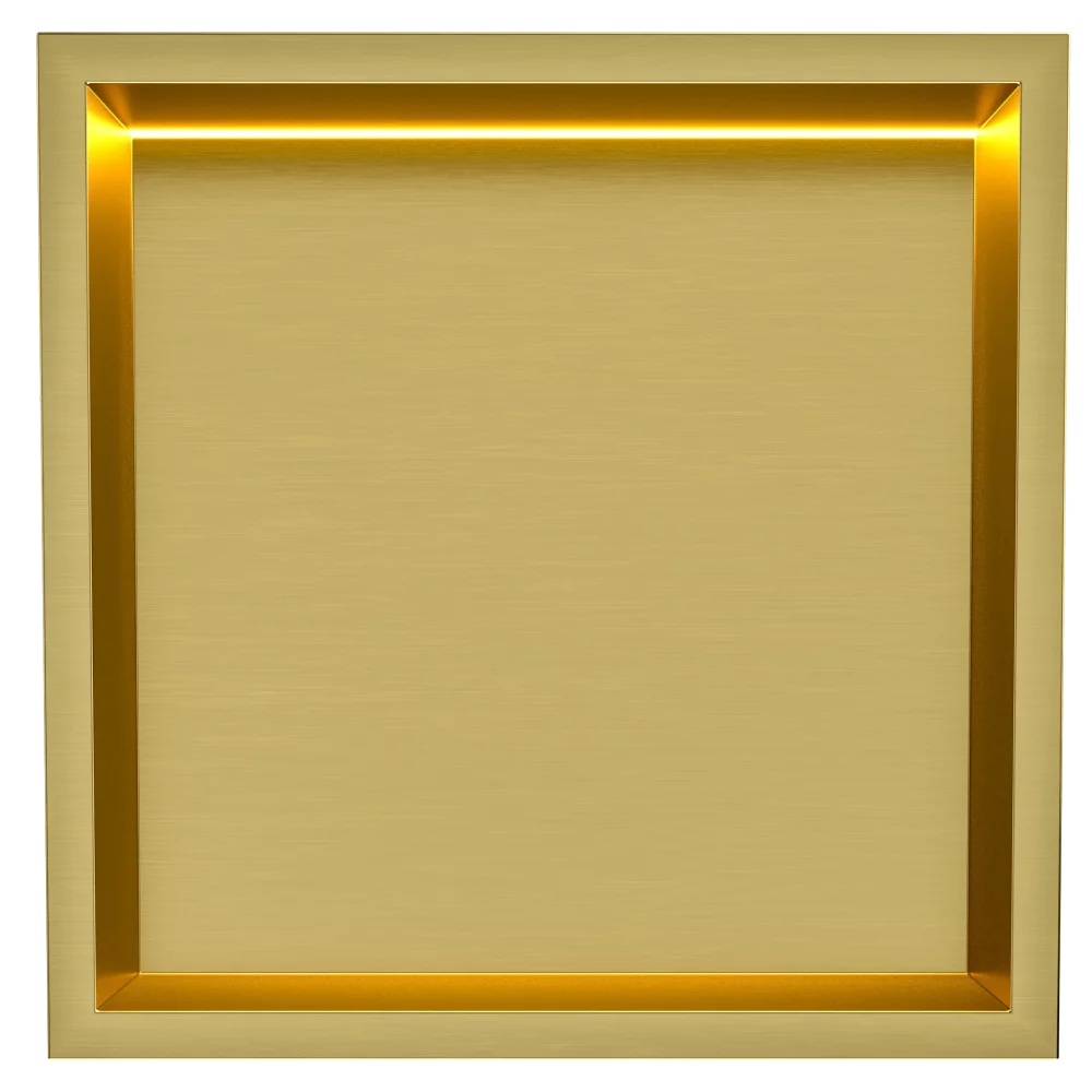 Stellniche Brushed Brass 300 x 300 Wall Niche With LED Light