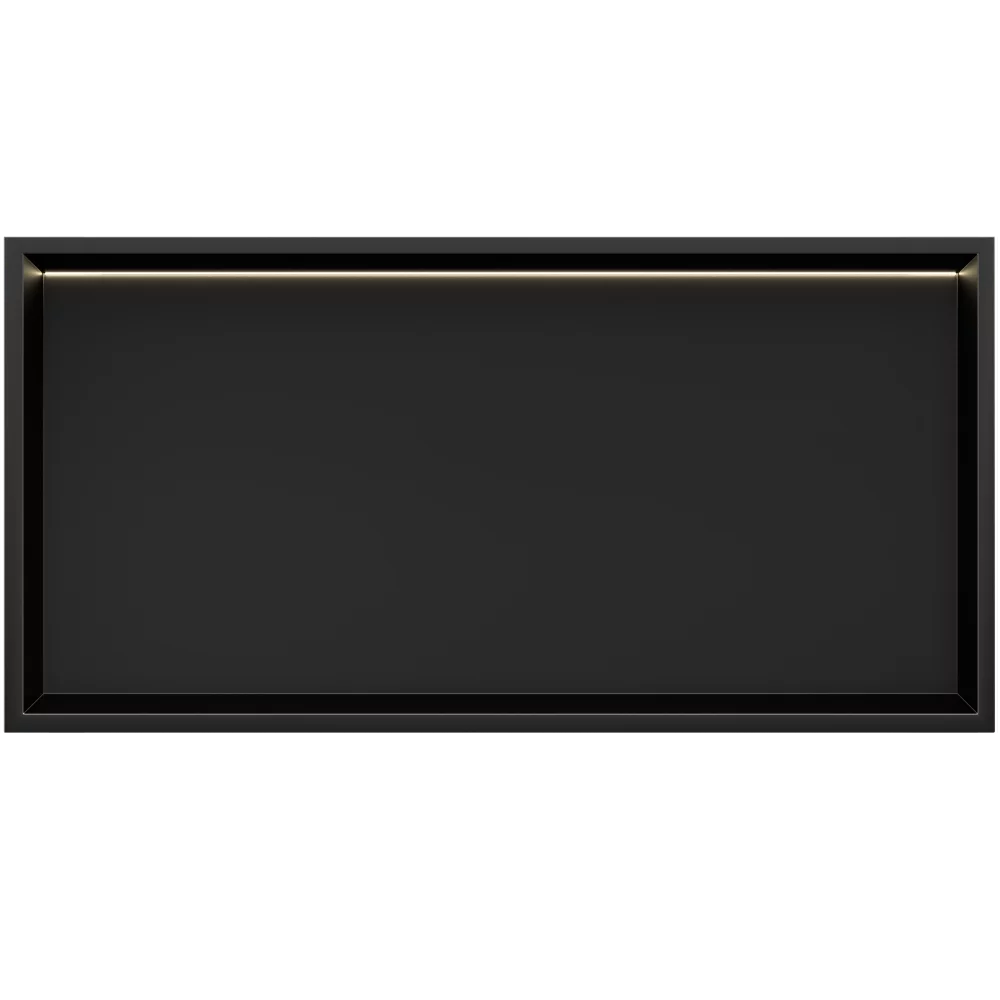 Stellniche Matt Black 600 x 300 Wall Niche With LED Light