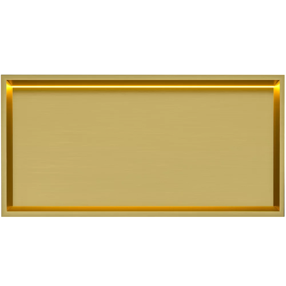 Stellniche Brushed Brass 600 x 300 Wall Niche With LED Light