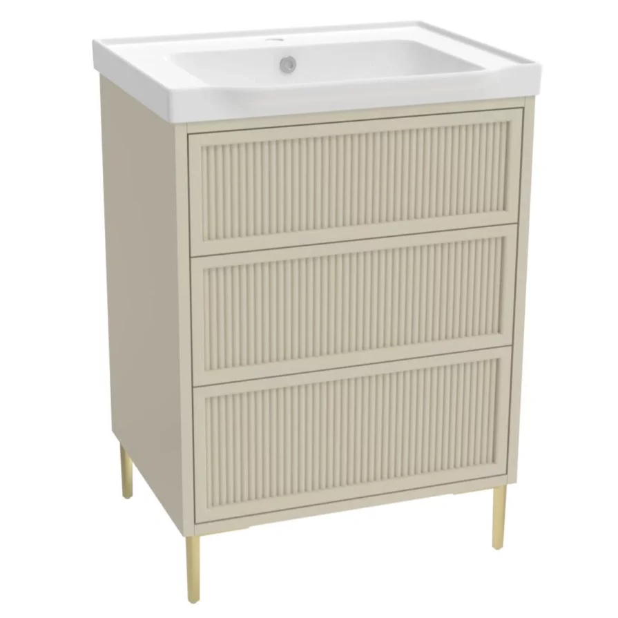 Lancia Bota 600mm Stone Fluted Freestanding Vanity Unit