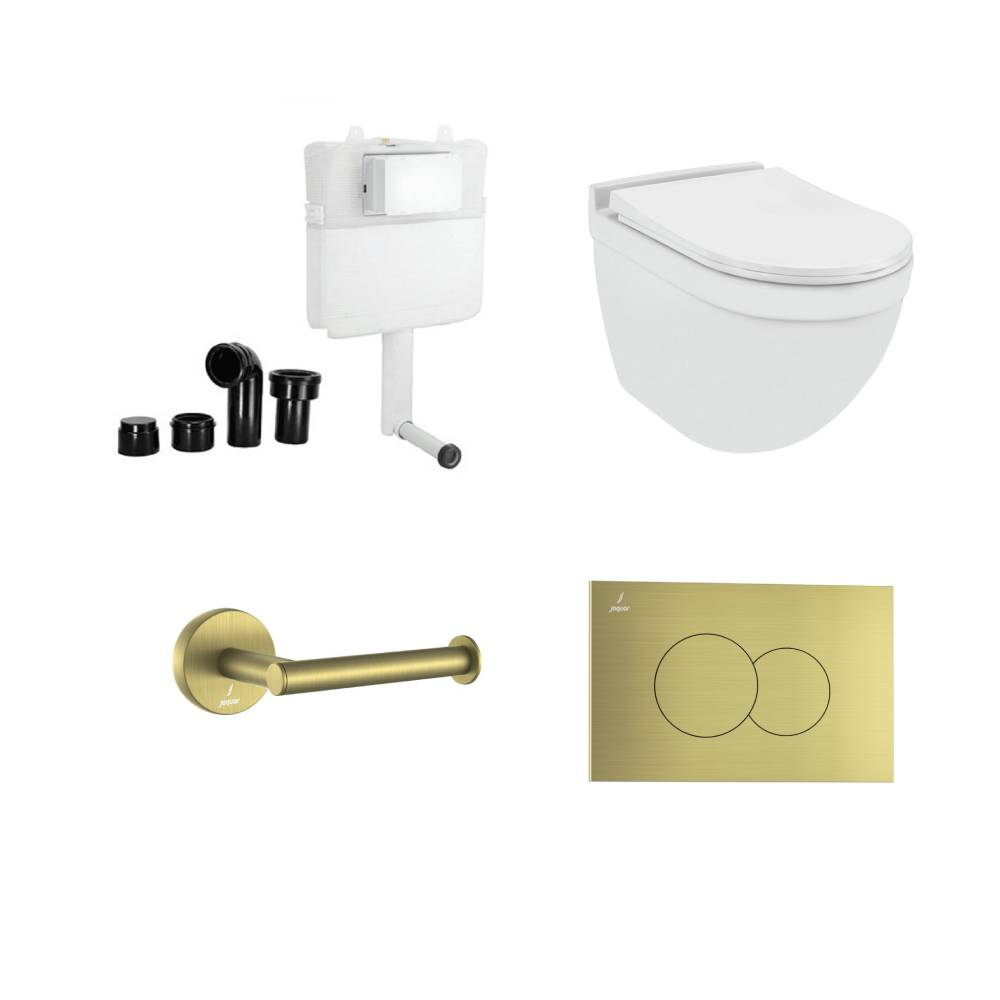 Jaquar Solo Wall Hung Toilet With Slim Cistern & Brass Matt Accessories