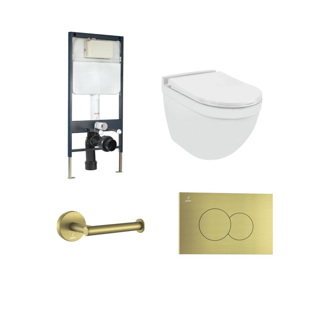 Jaquar Solo Wall Hung Toilet Bundle With Brass Matt Fittings