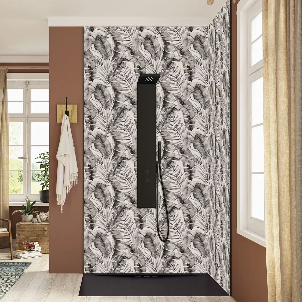 Kinewall Banana Trees Black And White Shower Panel 1250 x 2500mm