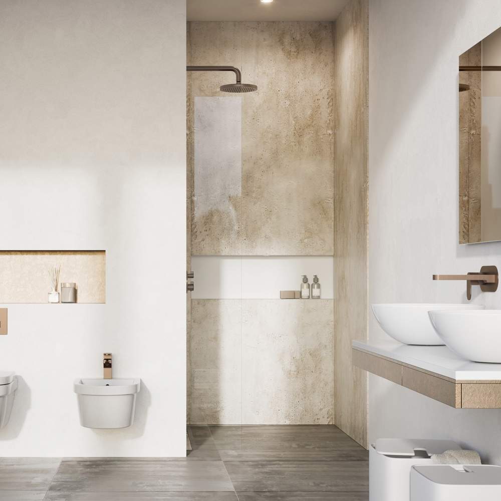 Beige Concrete M1 PVC Wetpanel Shower Board 2400 x 1000mm