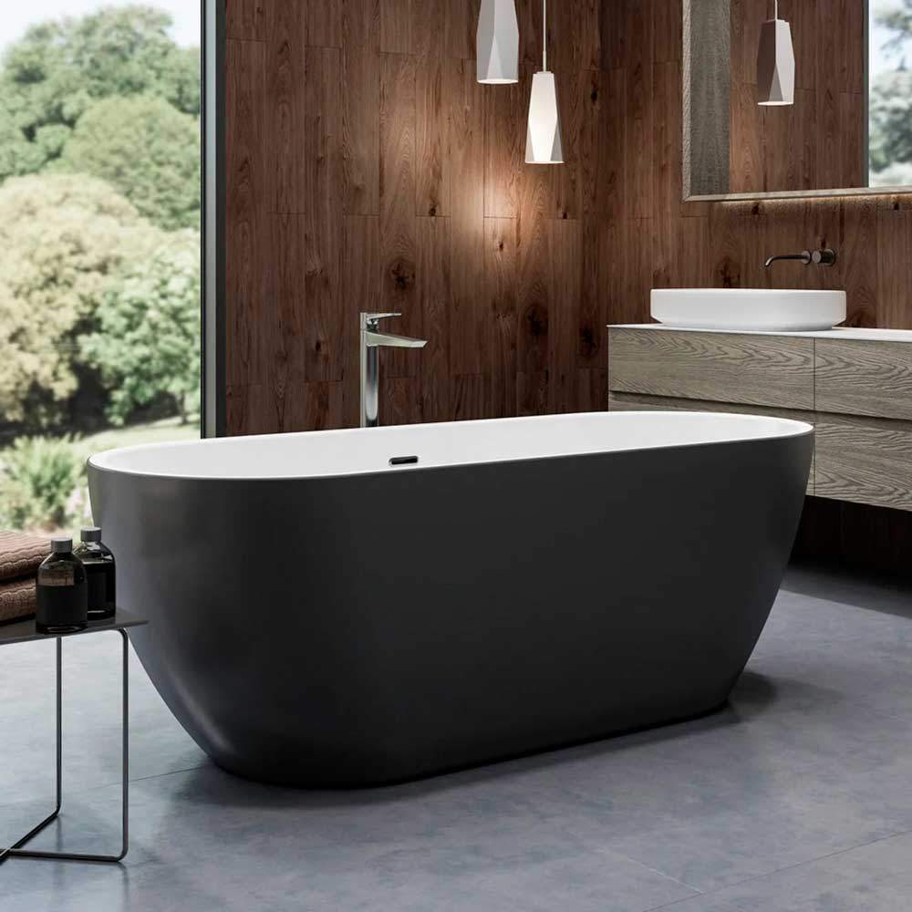 Charlotte Edwards Belgravia Matt Black 1690 x 730 Modern Freestanding Bath