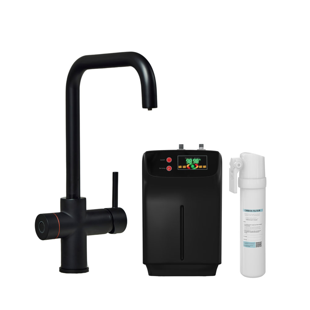 Impromta Biometric Matt Black 3-in-1 Square Neck Boiling Water Tap