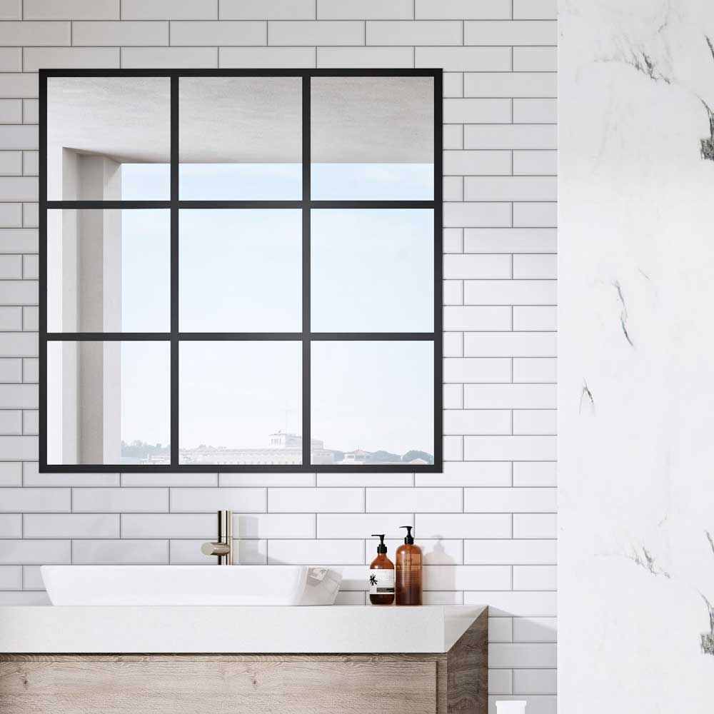 Roman Square Black Grid Mirror - MIR01 - Non Illuminated Bathroom Mirror