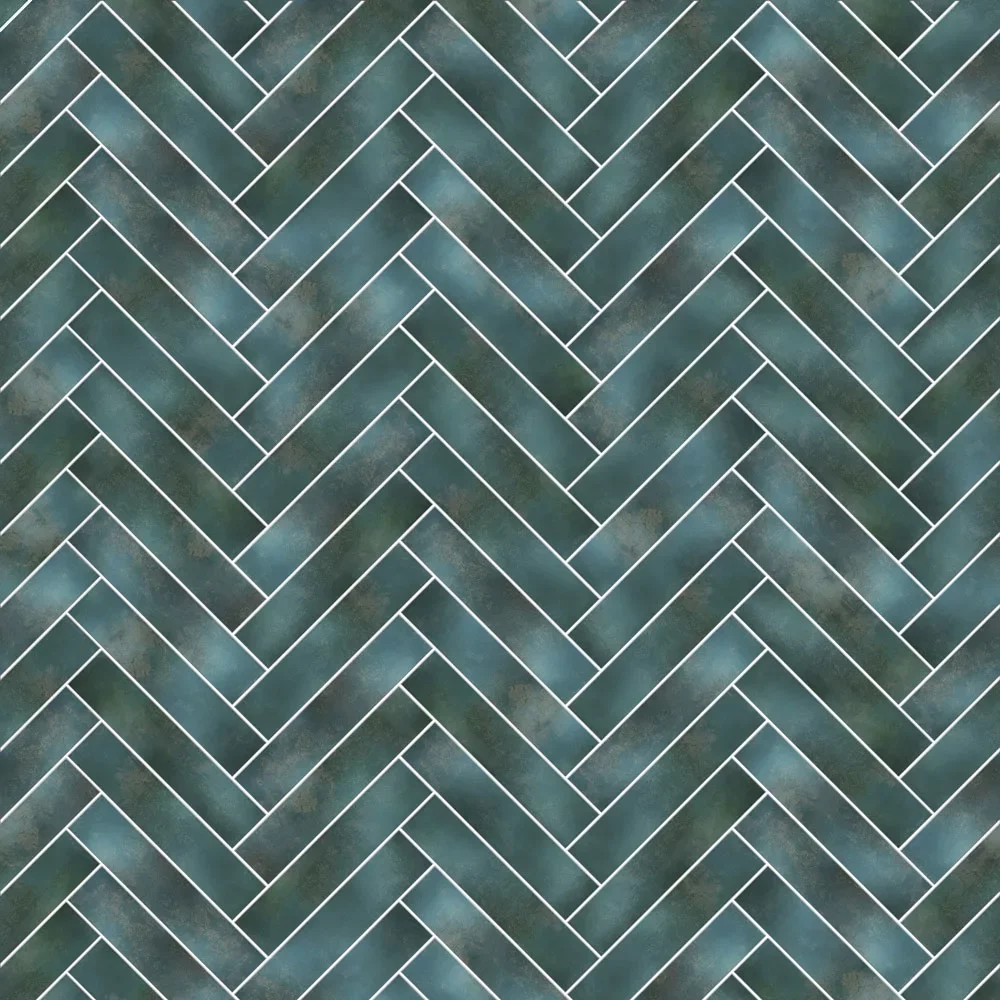 Kinewall Green Blue Herringbone Shower Panel 1000 x 2500mm