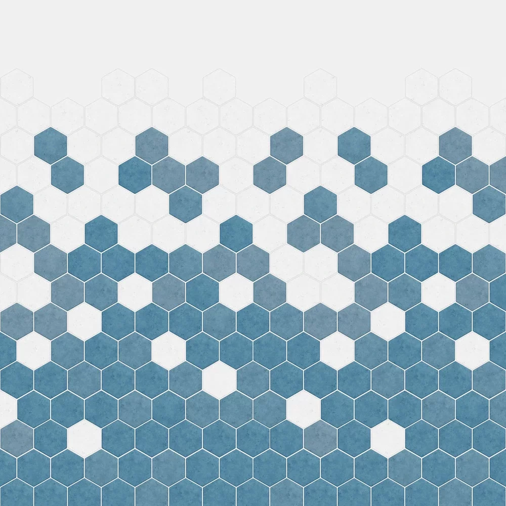 Kinewall Blue Monochrome Hexagon Shower Panel 1000 x 2500mm