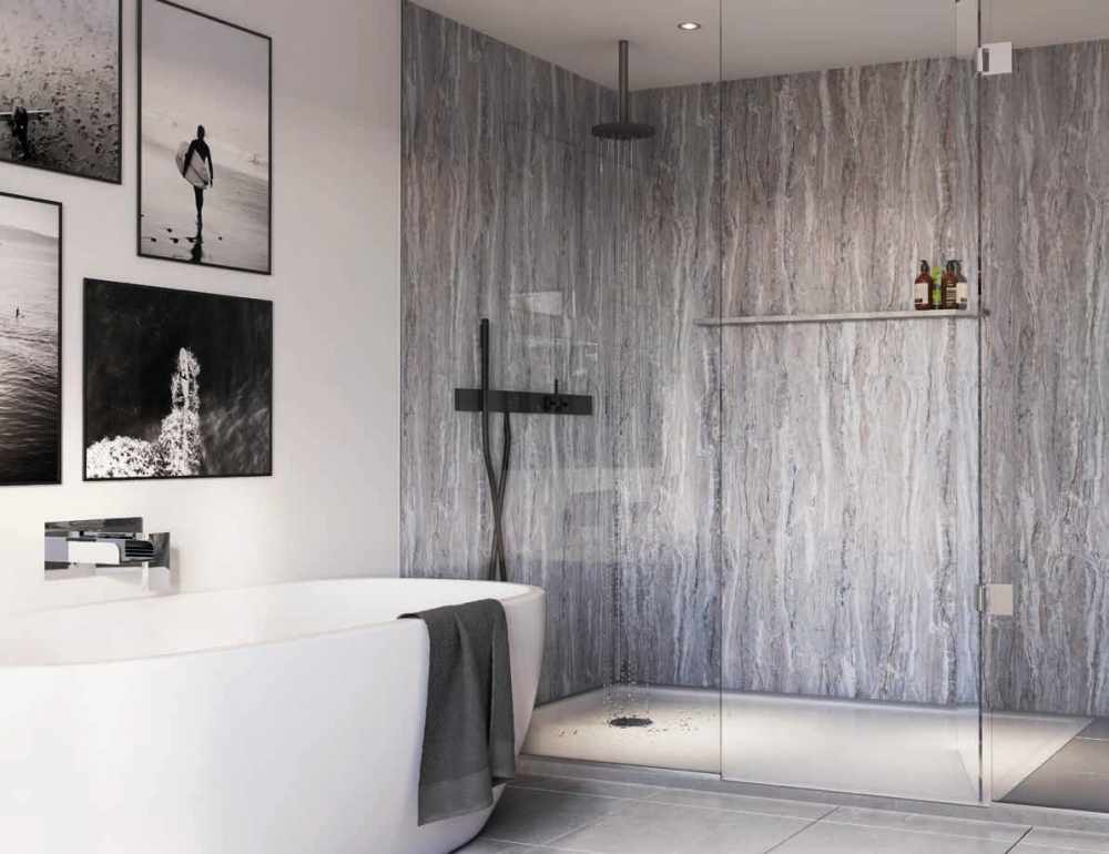 Blue Toned Stone Showerwall Laminate Panels