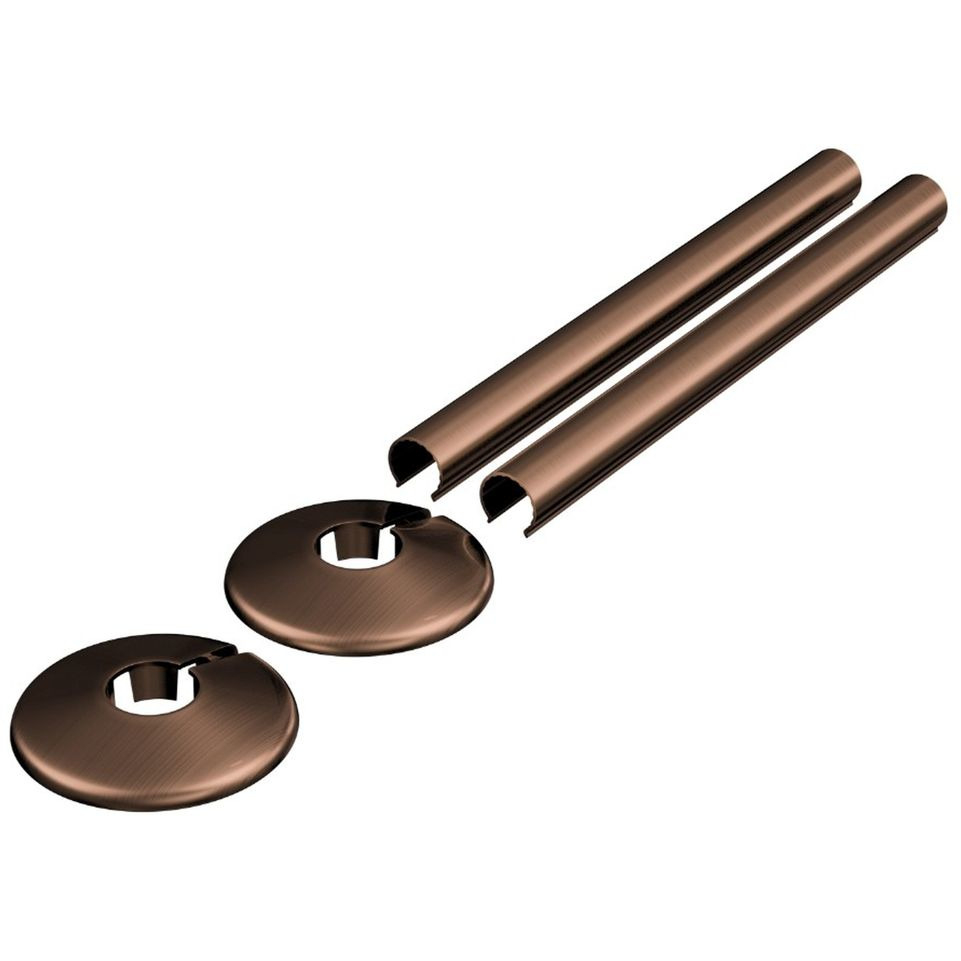 Brushed Bronze Pipe Snap 15mm Radiator Pipe Covers & Collars