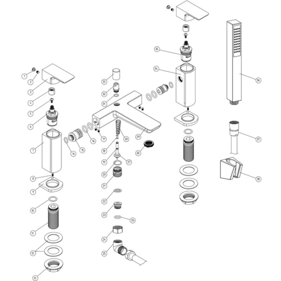 Buff Bath Shower Mixer Brushed Bronze RDBS108997