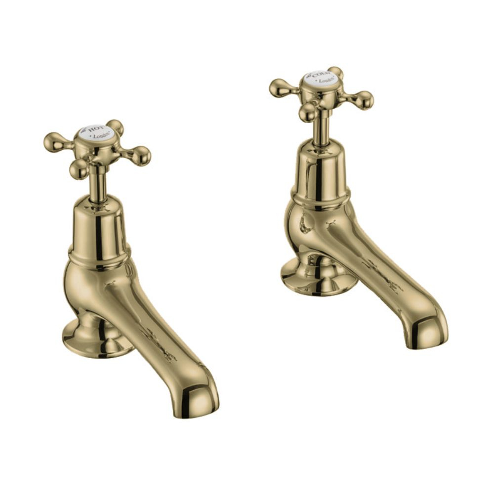 Burlington Claremont 5 Inch Traditional Gold Basin Pillar Taps - CLEARANCE