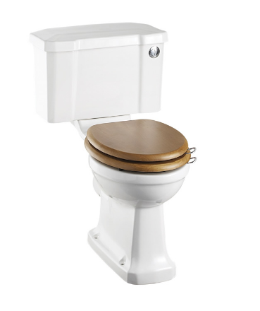 Burlington Close Coupled WC and White Ceramic Cistern with Chrome Push Button P5 C2