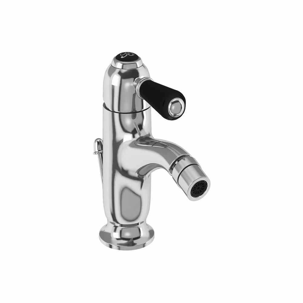 Burlington Chelsea Monobloc Bidet Mixer Tap with Black Lever & Pop Up Waste - CH23BLA