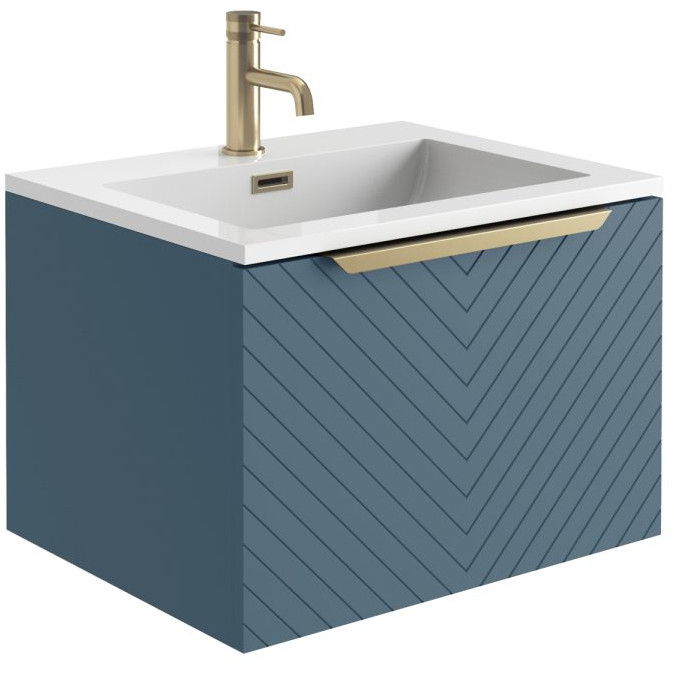 Scudo Chevron 600 Matt Twilight Blue Wall Hung Vanity Unit