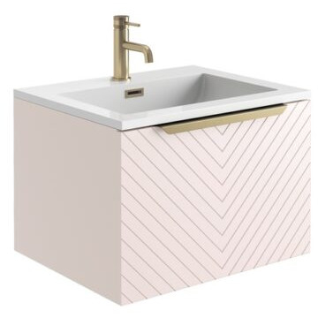 Scudo Chevron 600 Matt Pastel Pink Wall Hung Vanity Unit