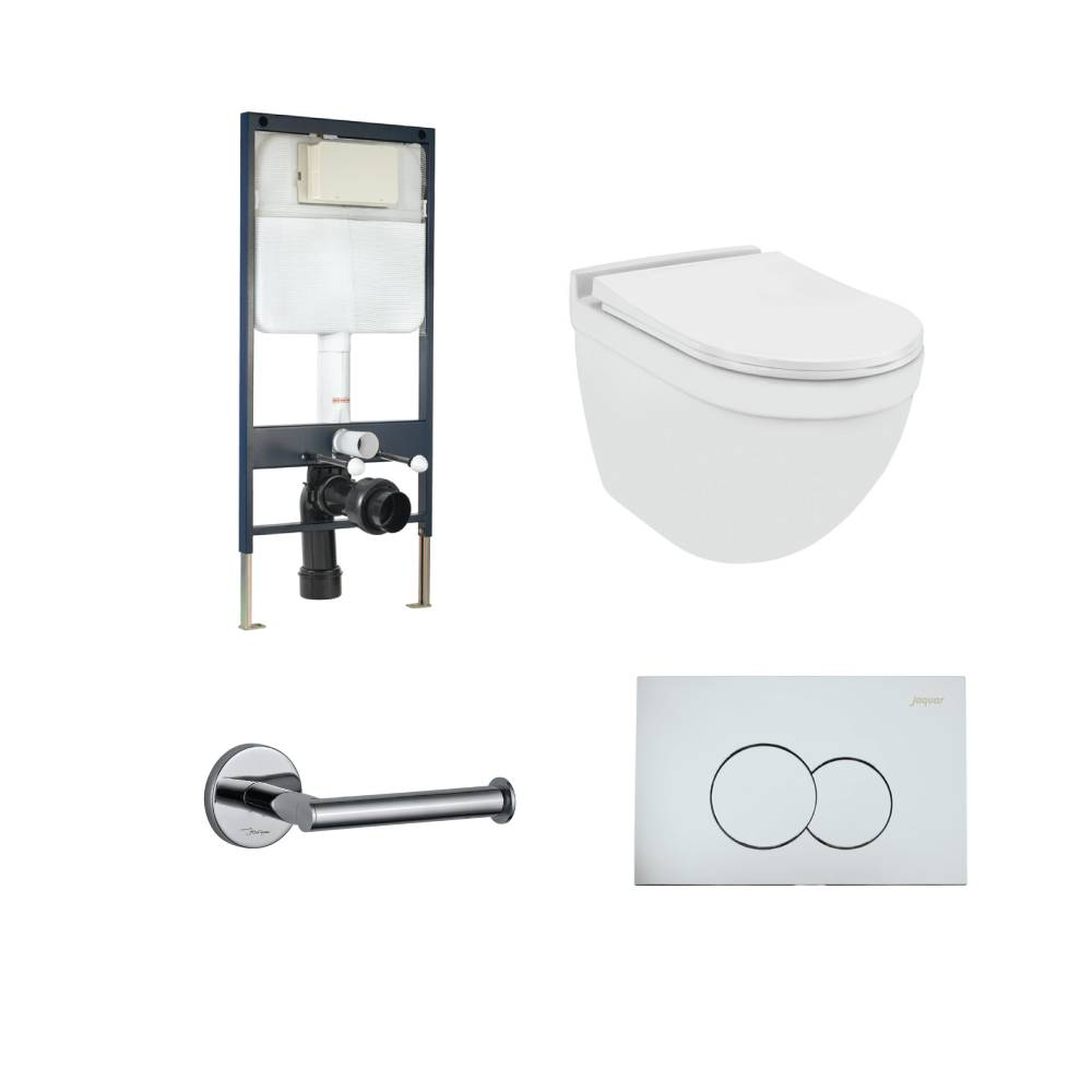 Jaquar Solo Wall Hung Toilet Bundle With Chrome Fittings 