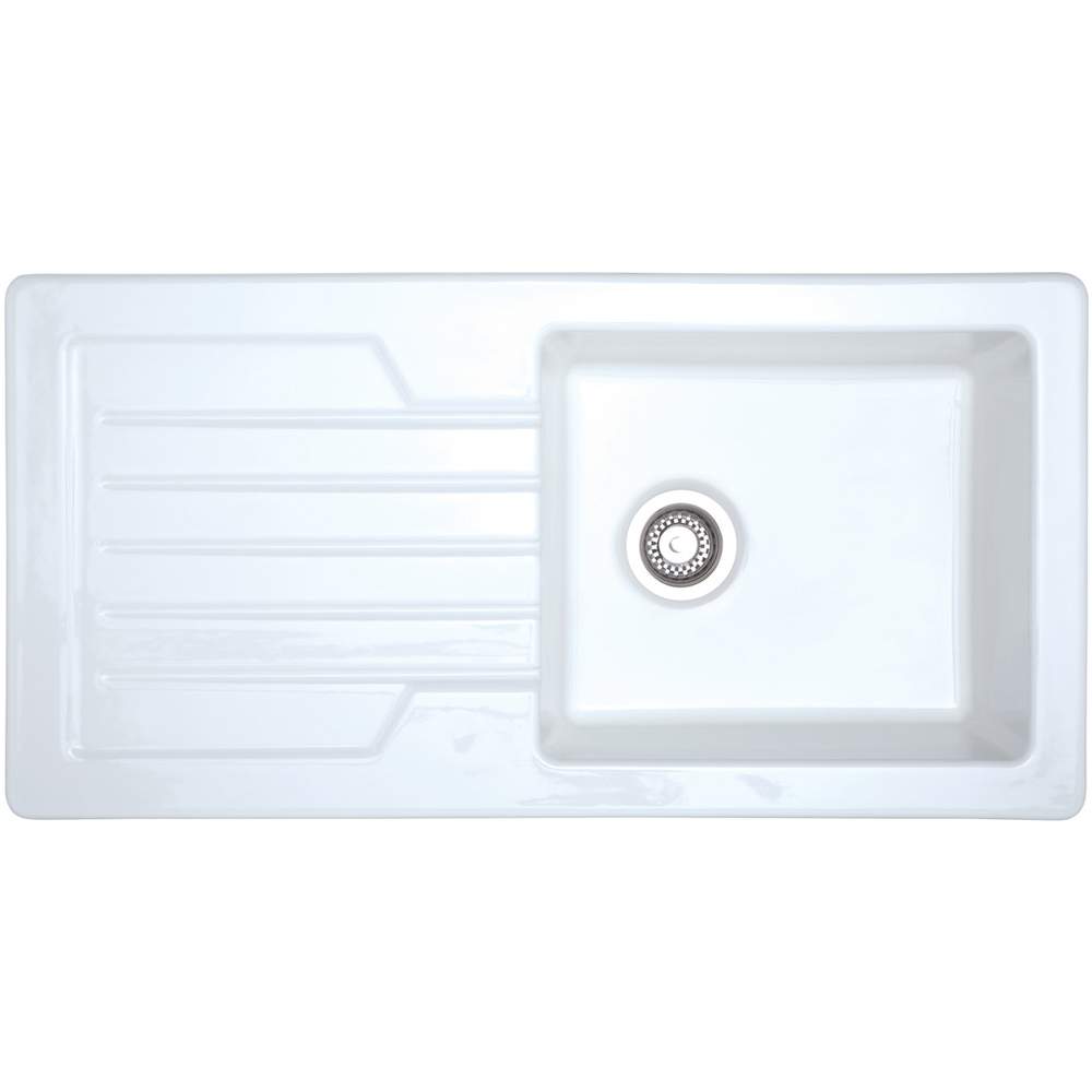 Prima 1 Bowl Reversible Inset Ceramic Kitchen Sink - White