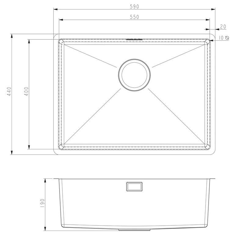Prima+ Large 1 Bowl R10 Inset Undermount Sink - Stainless Steel