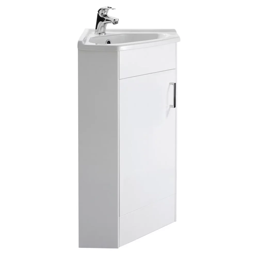 Nuie Mayford Single Door Corner Vanity Unit with Ceramic Basin