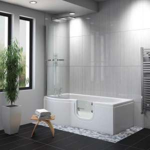 Carnelian Walk-in Shower Bath - Easy Access Bath Including Front Panel (1675 x 850/750mm) Mantaleda