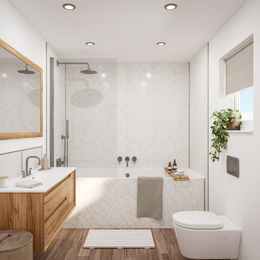 Carrara Marble Wetwall Mermaid Plywood Bathroom Wall Boards