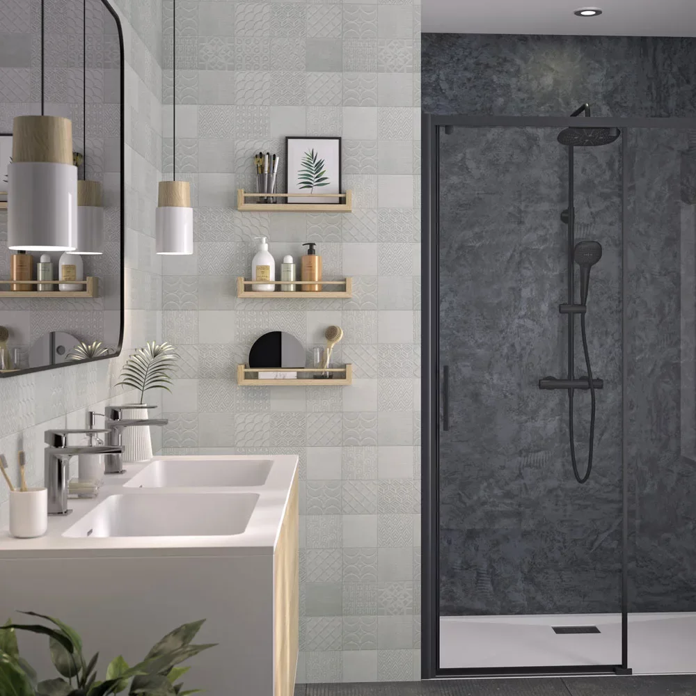Kinewall Cement Grey Tiles Shower Panel 1000 x 2500mm
