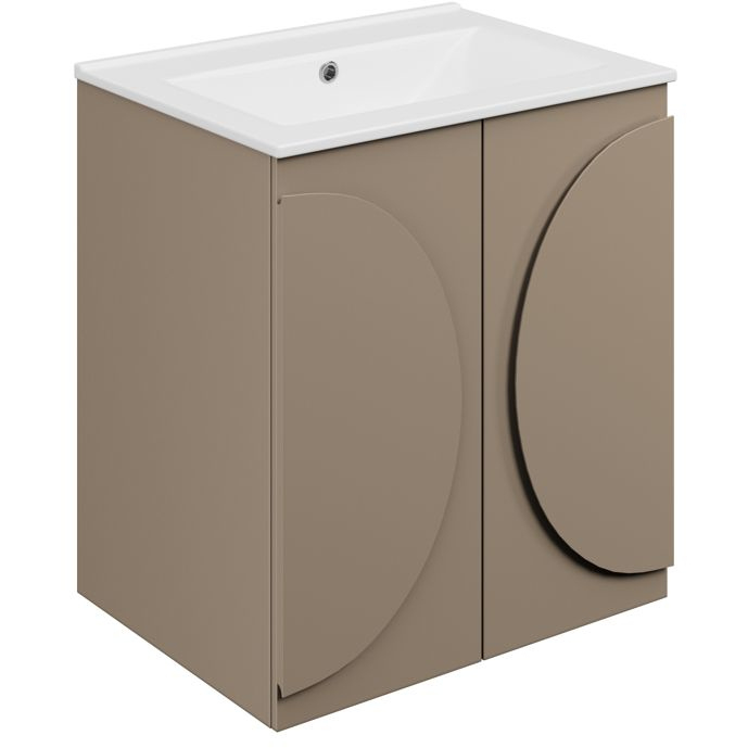 Challandais 610mm Floorstanding Matt Taupe Vanity Unit with Basin - No Tap Hole