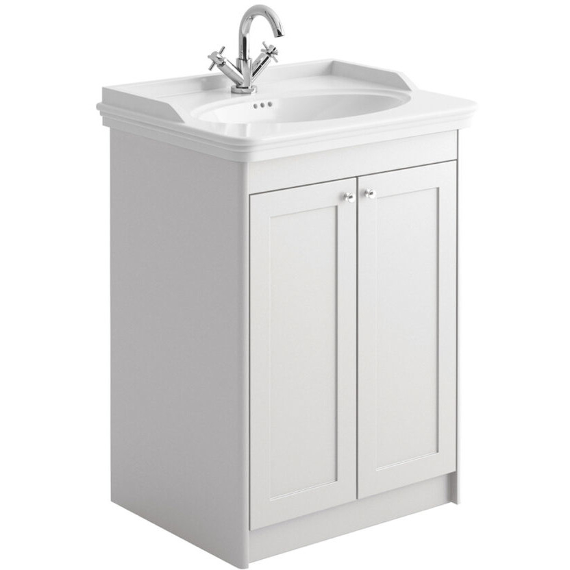Scudo Classica 600 Chalk White Vanity Unit with Ceramic Basin