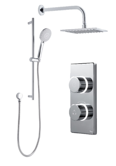 Contemporary 2025 Digital Shower - Dual Square Inc Riser - Standard (HP/Combi)