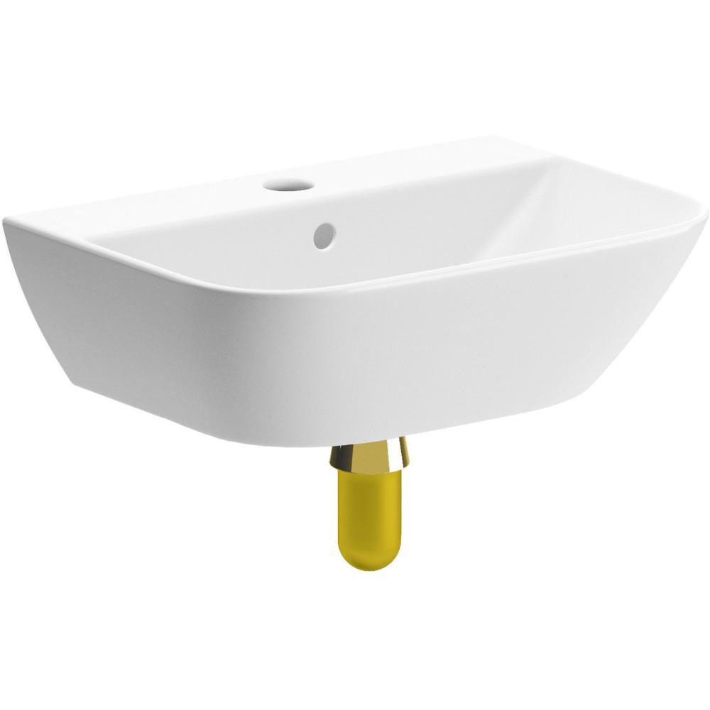 Crest 450 x 320mm Cloakroom Basin & Brushed Brass Bottle Trap