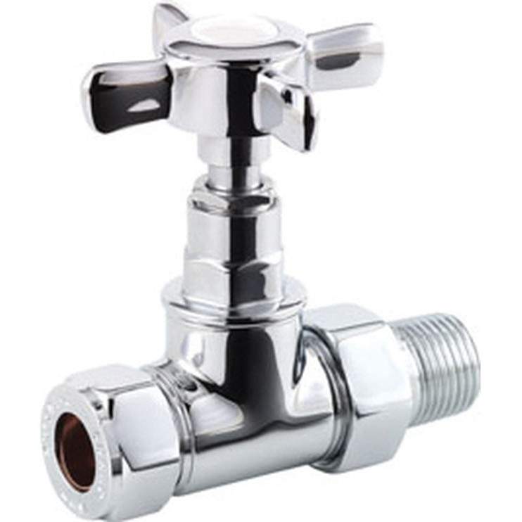 Straight Crosshead Radiator Valves - Chrome