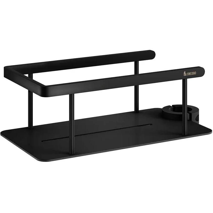 Smedbo Sideline Matt Black Shower Basket for Riser Rail