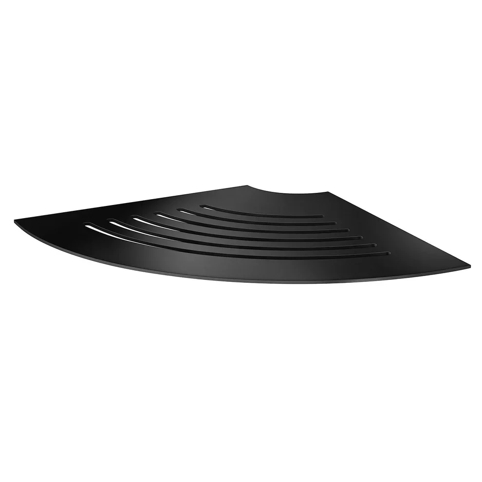 Smedbo Sideline Grout Line Matt Black Corner Shelf with Lines