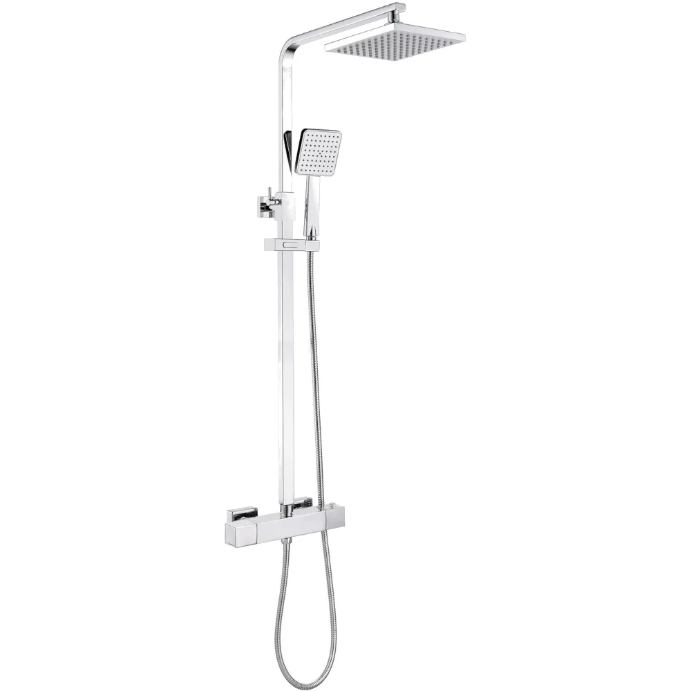 Abacot Cool-Touch Chrome Thermostatic Mixer Shower with Riser & Overhead Rainshower
