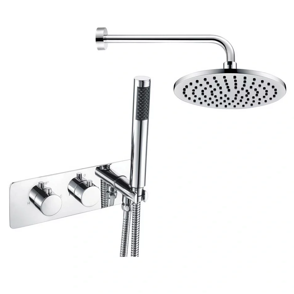 Round Shower Pack 5 - Laplane Dual Outlet Shower Valve with Handset and ABS Rainfall Shower