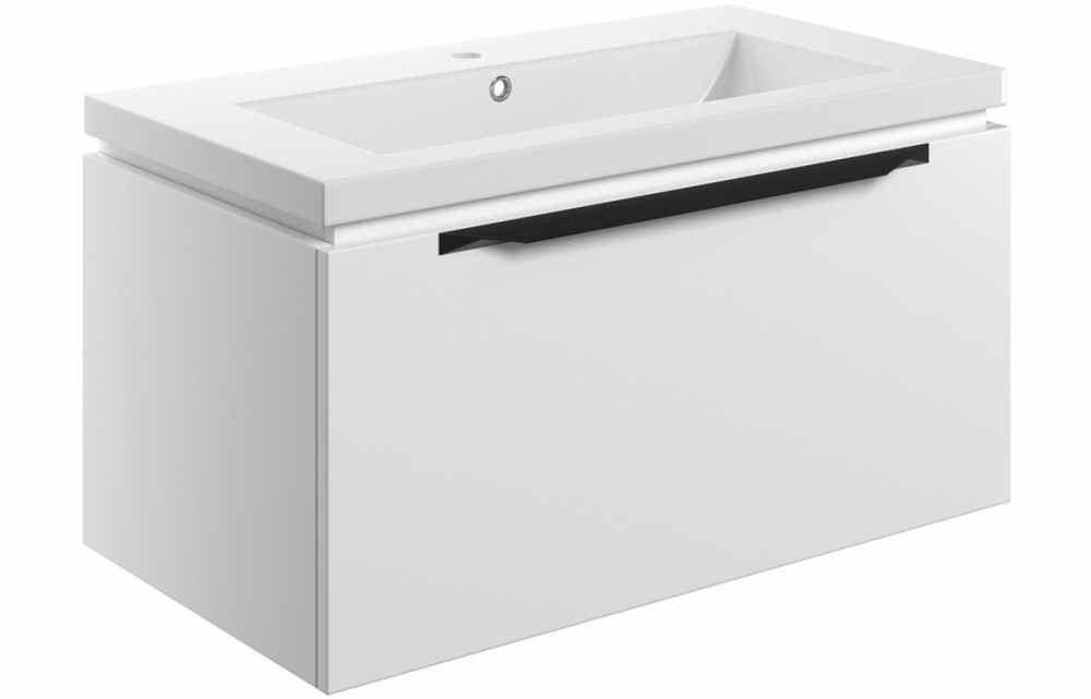 Framework 800mm Wall Hung Basin Vanity Unit Inc. Basin - Matt White