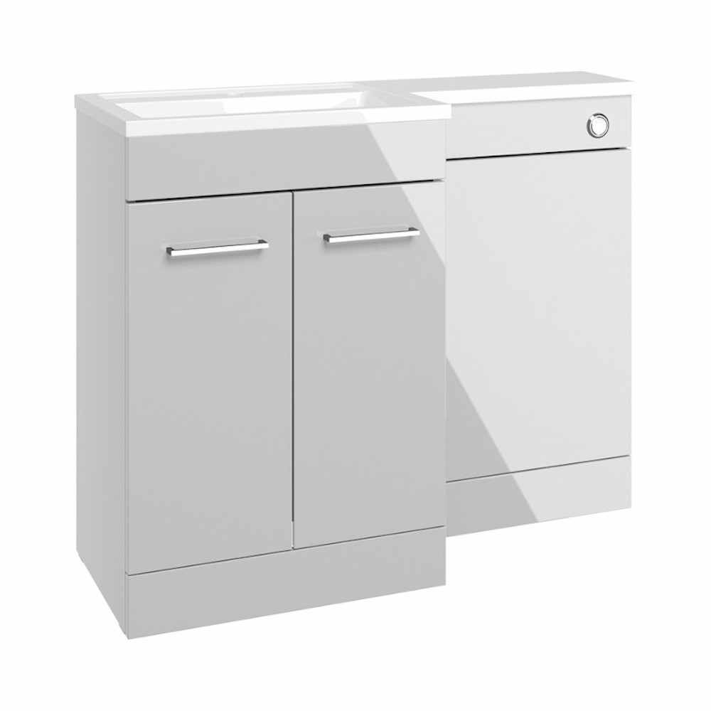 Venosa 1100mm L-Shape Furniture Pack - Grey Gloss - Bathrooms To love