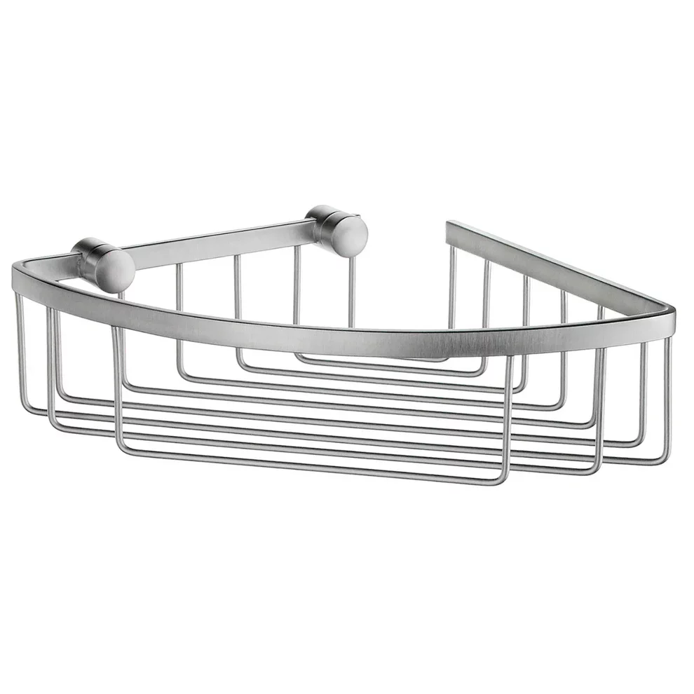 Smedbo Sideline Design Brushed Chrome Corner Shower Basket